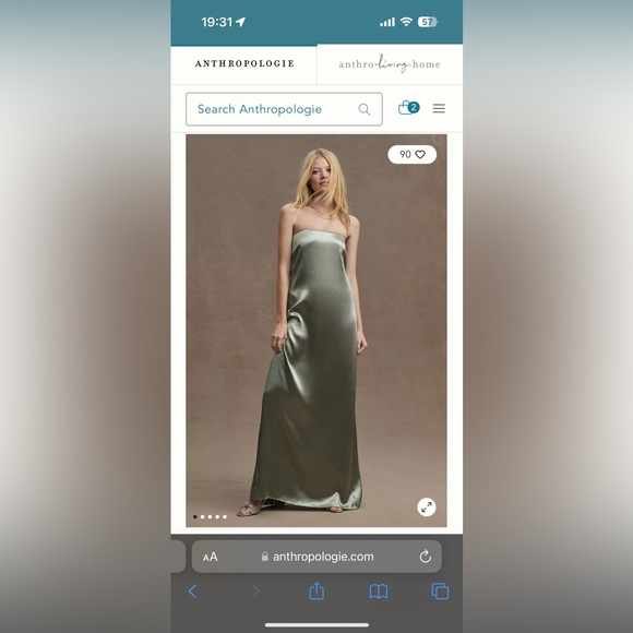 Strapless olive shiny dress size 8 never worn - Picture 1 of 5